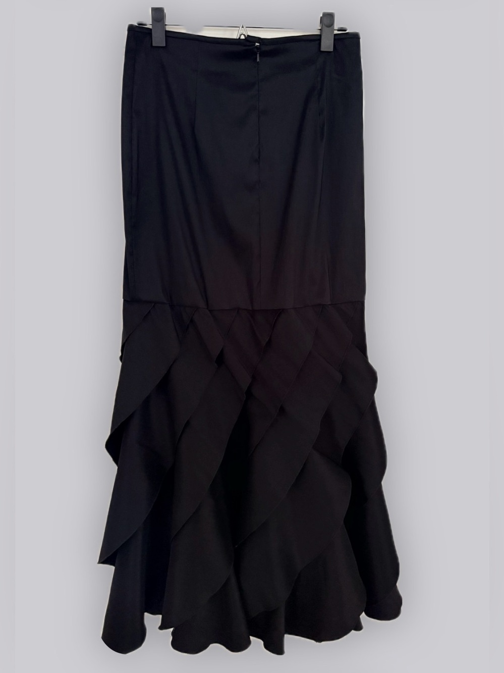 Xscape Black Tiered Ruffle Mermaid Maxi Skirt High Waist Special Occasion